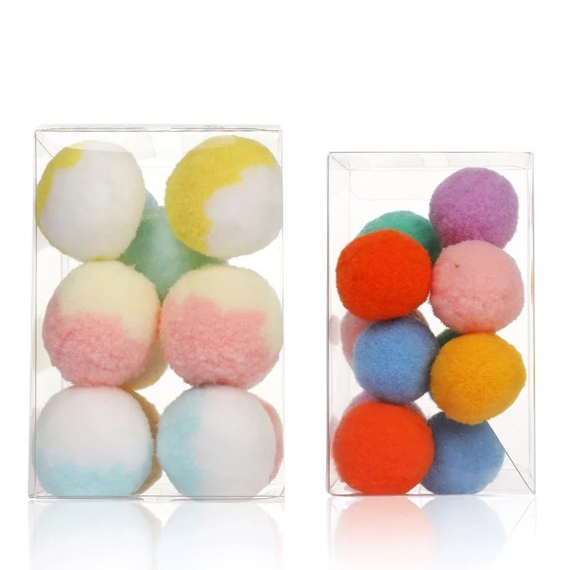 rter786 plush ball toy silent elastic ball colorful rainbow ball cat toy cat chew rainbow ball - Image 1