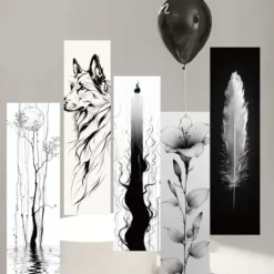 30 pieces of simple black and white ink line bookmarks paper high-end niche decoration student book clips exquisite cards