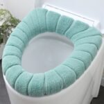 Bathroom Soft Thicker Warmer Stretchable Washable Cloth Toilet Seat Cover Pads 8PCS - Image 2