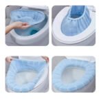 Bathroom Soft Thicker Warmer Stretchable Washable Cloth Toilet Seat Cover Pads 8PCS - Image 9