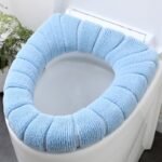 Bathroom Soft Thicker Warmer Stretchable Washable Cloth Toilet Seat Cover Pads 8PCS - Image 4