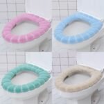 Bathroom Soft Thicker Warmer Stretchable Washable Cloth Toilet Seat Cover Pads 8PCS