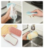 8PCS thick double-sided dishwashing cloth bamboo fiber dishwashing sponge scouring pad kitchen pot scrubbing dishwashing cloth - Image 8