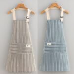 2PC◆This new cotton and linen kitchen apron is breathable, stylish, and perfect for summer wear. It's stain-resistant and durable, making it the ideal attire for food preparation.