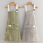 2PC◆This new cotton and linen kitchen apron is breathable, stylish, and perfect for summer wear. It's stain-resistant and durable, making it the ideal attire for food preparation. - Image 3