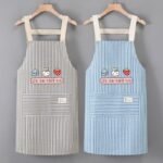 2PC◆Stylish new cotton and linen striped apron, suitable for home cooking, stain-resistant, and suitable for dessert shops and restaurants. - Image 4