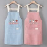 2PC◆Stylish new cotton and linen striped apron, suitable for home cooking, stain-resistant, and suitable for dessert shops and restaurants. - Image 6