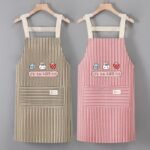 2PC◆Stylish new cotton and linen striped apron, suitable for home cooking, stain-resistant, and suitable for dessert shops and restaurants. - Image 8