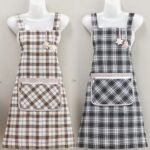 2PC，Stylish cotton apron, oil-proof for cooking, fashionable kitchen attire.