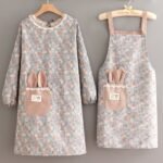 Korean-style fashionable kitchen apron, cute series, durable long-sleeved and short-sleeved styles, made of canvas