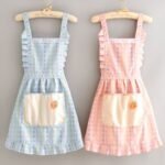 Princess-style canvas apron, a stylish and durable kitchen wrap that is stain-resistant and breathable