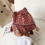 Original design, antique style small crossbody bag, hand-woven bucket shape - Image 2