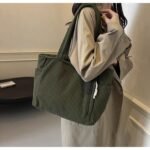 Corduroy shoulder bag, spacious and casual for autumn and winter