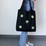 Handmade small flowers, casual, simple, sweet, and preppy style, large-capacity canvas tote bag/shoulder bag - Image 3