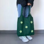 Handmade small flowers, casual, simple, sweet, and preppy style, large-capacity canvas tote bag/shoulder bag - Image 8