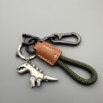 Cute cartoon dinosaur car keychain with braided rope - Image 5