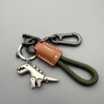 Cute cartoon dinosaur car keychain with braided rope - Image 6