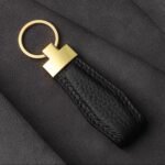Leather car keychain, fashionable genuine leather key chain, alloy pendant - Image 4