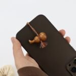 Peach wood gourd mobile phone pendant, antique style handmade woven car key chain