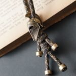 Brass keychain, bag charm, car key accessory, antique soldier style