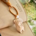 Happy Puppy Natural Wood Handbag Charm, Keychain, Phone Charm, Car Ornament – ​​The Perfect Gift for a Good Friend - Image 3