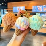 Creative plush colorful ice cream keychain, cute cartoon simulated ice cream cone, couple bag charm, small gift