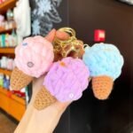 Creative plush colorful ice cream keychain, cute cartoon simulated ice cream cone, couple bag charm, small gift - Image 5
