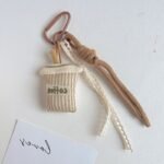 New handmade fabric coffee cup shaped decorations, cute cartoon keychains/bag charms/phone chains - Image 5