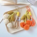 New handmade fabric pom-pom shaped decorations, cute cartoon keychains/bag charms/phone chains - Image 2