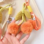 New handmade fabric pom-pom shaped decorations, cute cartoon keychains/bag charms/phone chains