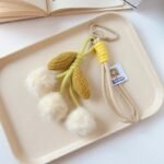 New handmade fabric pom-pom shaped decorations, cute cartoon keychains/bag charms/phone chains - Image 3