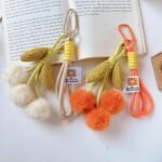 New handmade fabric pom-pom shaped decorations, cute cartoon keychains/bag charms/phone chains - Image 4