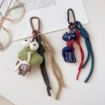 Handmade fabric cat and frog shaped decorations, cute cartoon keychains/bag charms/phone chains - Image 2