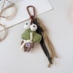 Handmade fabric cat and frog shaped decorations, cute cartoon keychains/bag charms/phone chains - Image 3