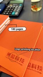 Customized corporate notebook, striped cover, PU material, with company logo and slogan printed on it - Image 5