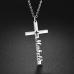 personalized titanium steel cross name necklace, engraved with your name, is available in gold and silver and makes a perfect gift for a friend or loved one - Image 3