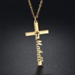 personalized titanium steel cross name necklace, engraved with your name, is available in gold and silver and makes a perfect gift for a friend or loved one - Image 4