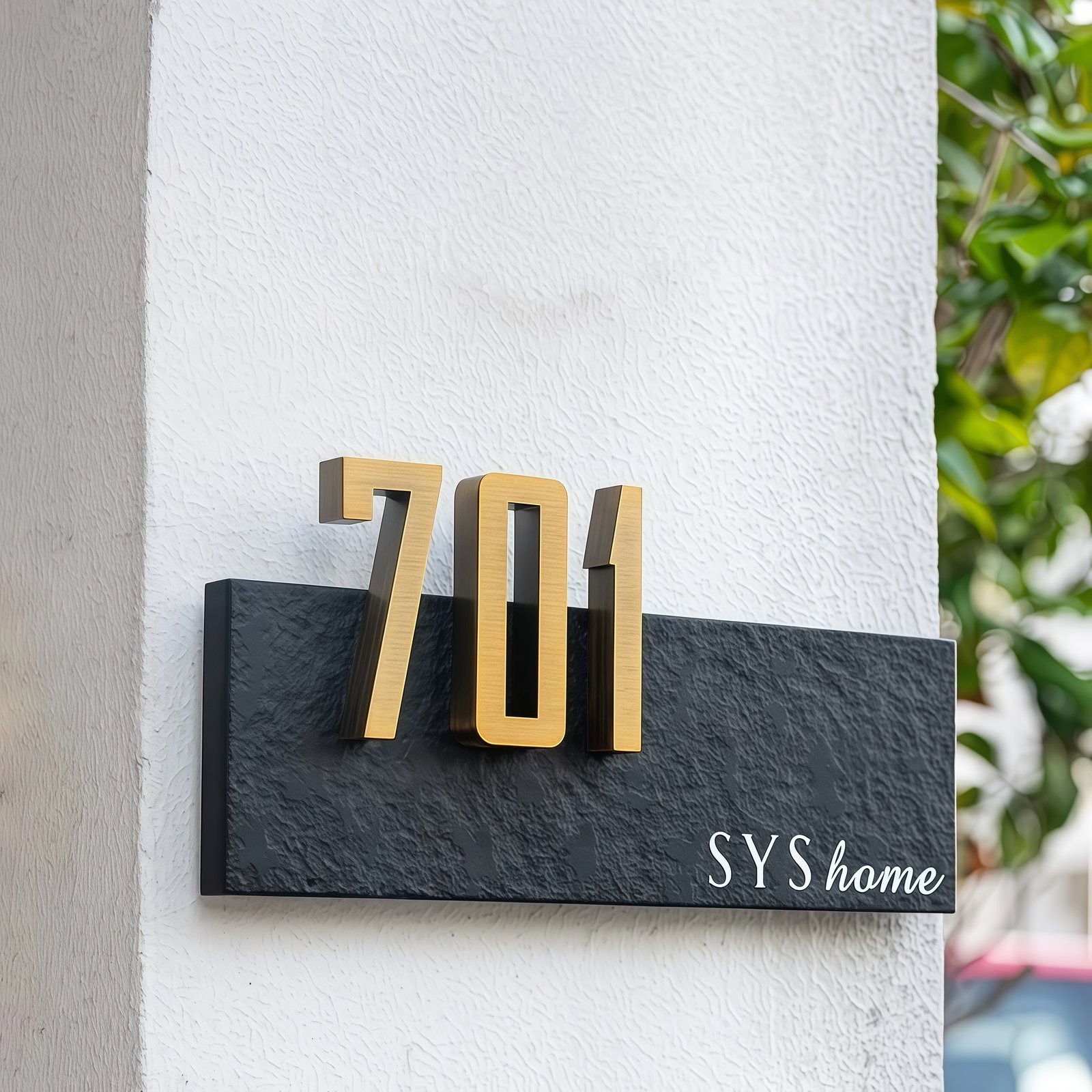 IMG_0195_副本 Customized door number I Stainless steel + flamed stone – Suitable for homes and shops - Image 1