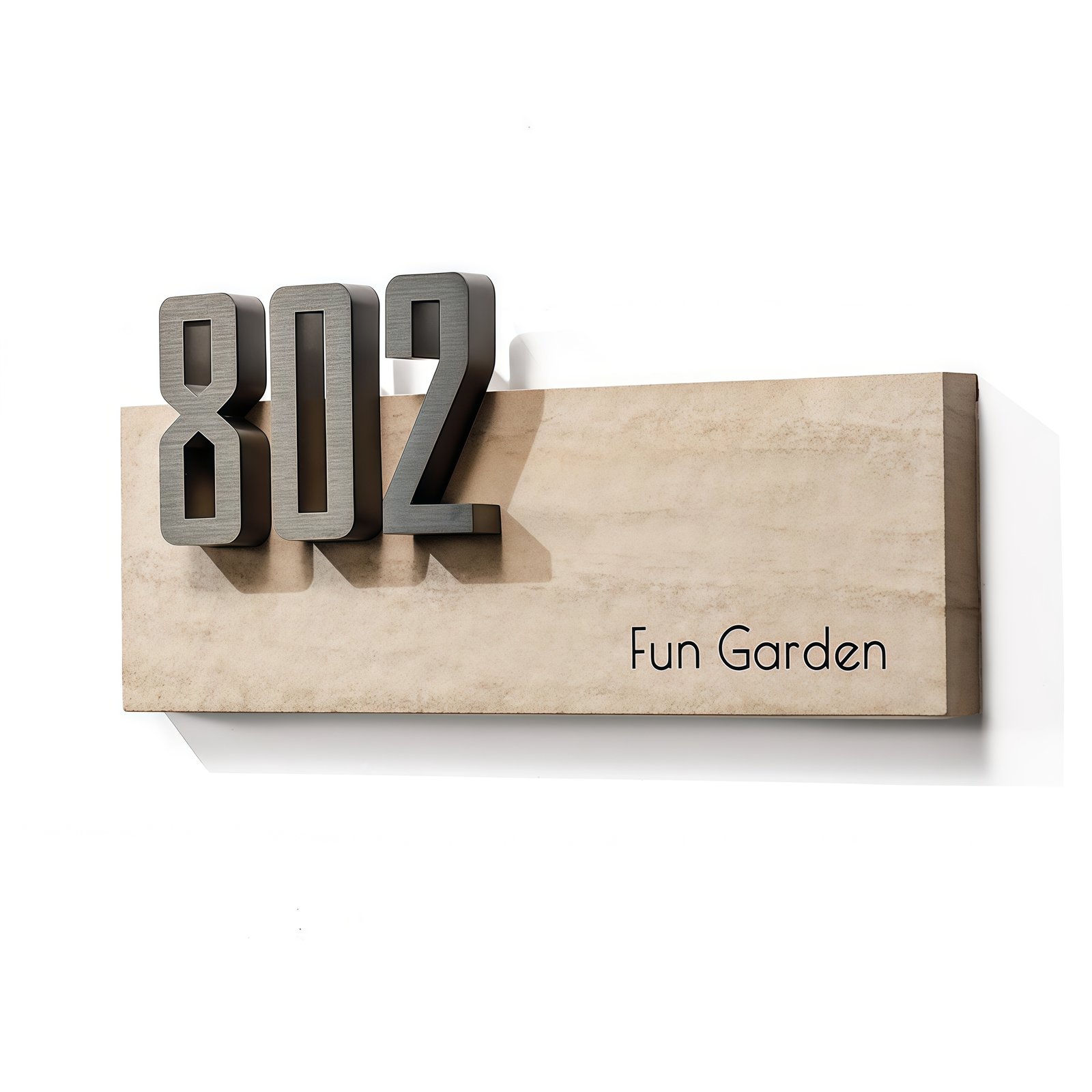 IMG_0202_副本 Customized door numbers | Stainless steel door numbers + natural beige marble – suitable for residential and commercial real estate - Image 1