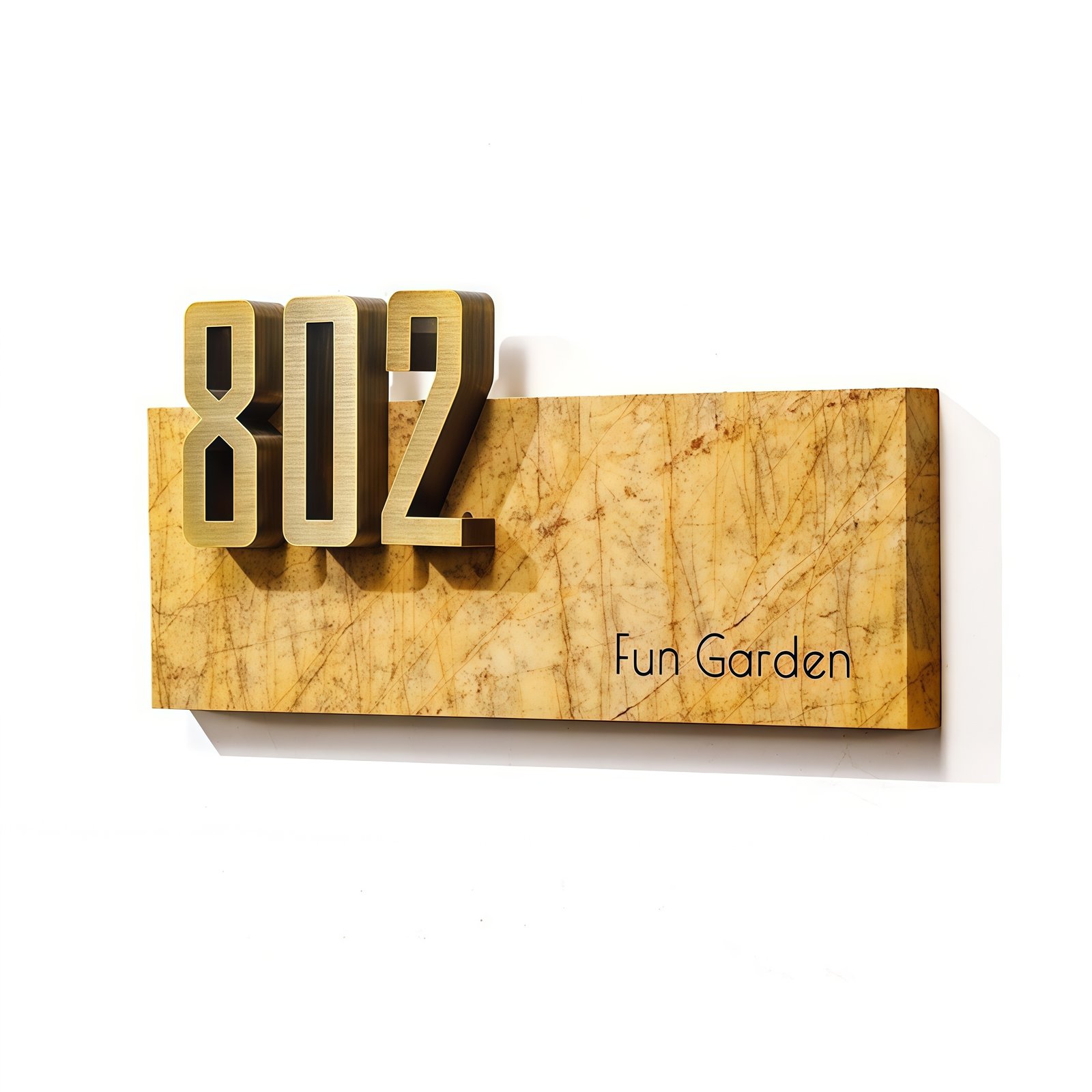 IMG_0206_副本 Customized door numbers | Stainless steel door numbers with natural marble gold texture – suitable for residential and commercial real estate - Image 1