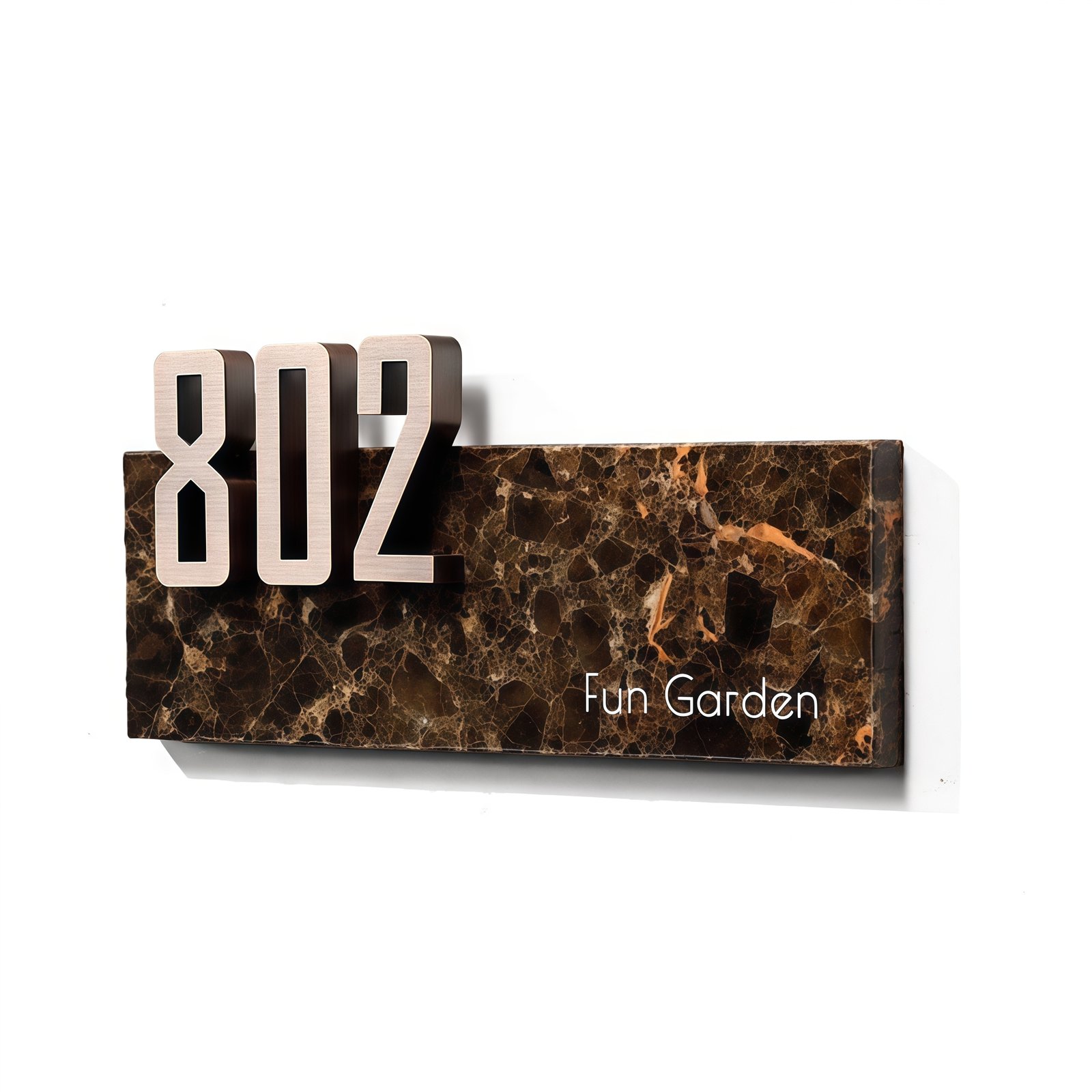 IMG_0210_副本 Customized door numbers | Stainless steel door numbers with natural marble dark brown texture – suitable for residential and commercial real estate - Image 1