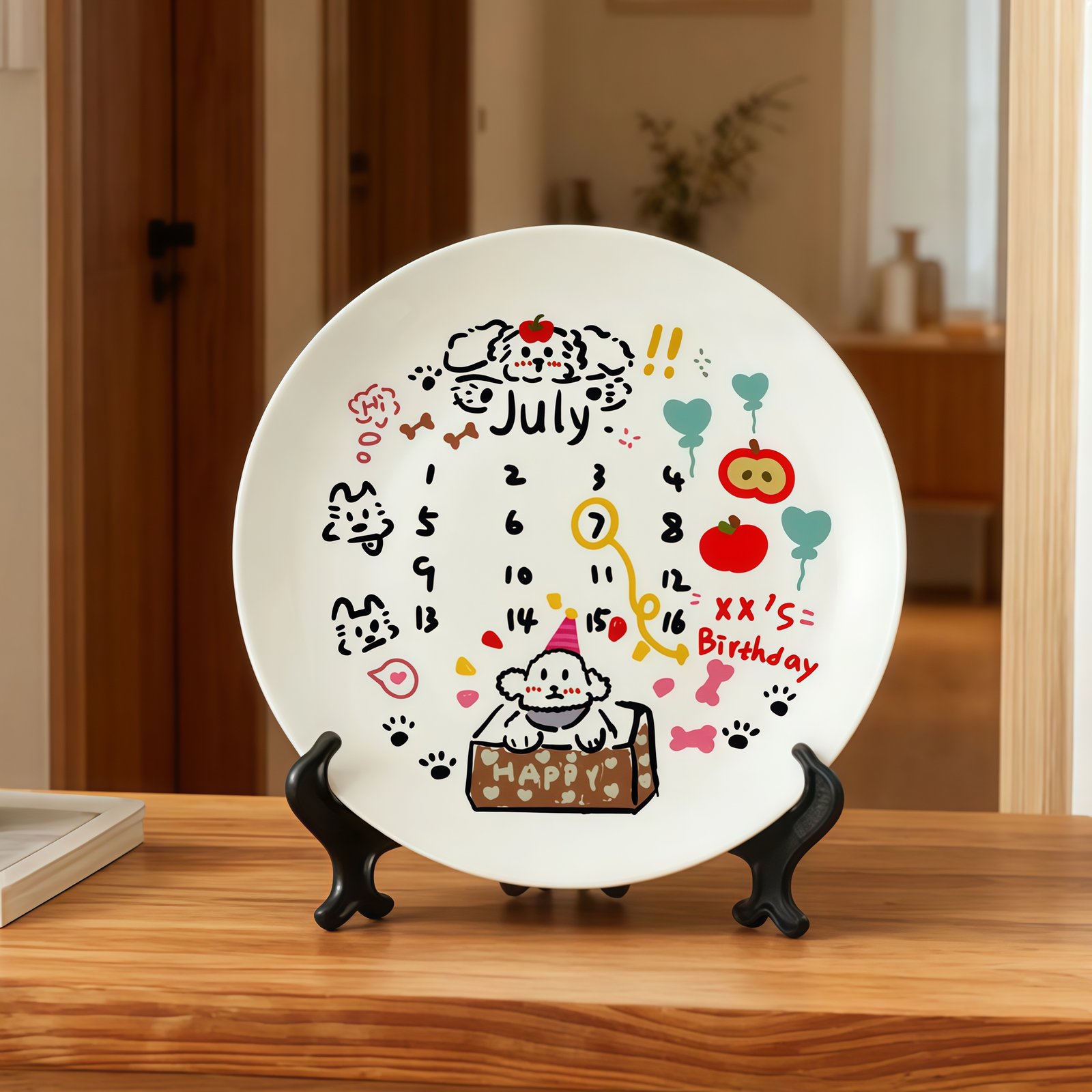 IMG_0465_副本 Customized birthday ceramic plates - personalized gifts - date, name, and birthday wishes - perfect for couples - Image 1