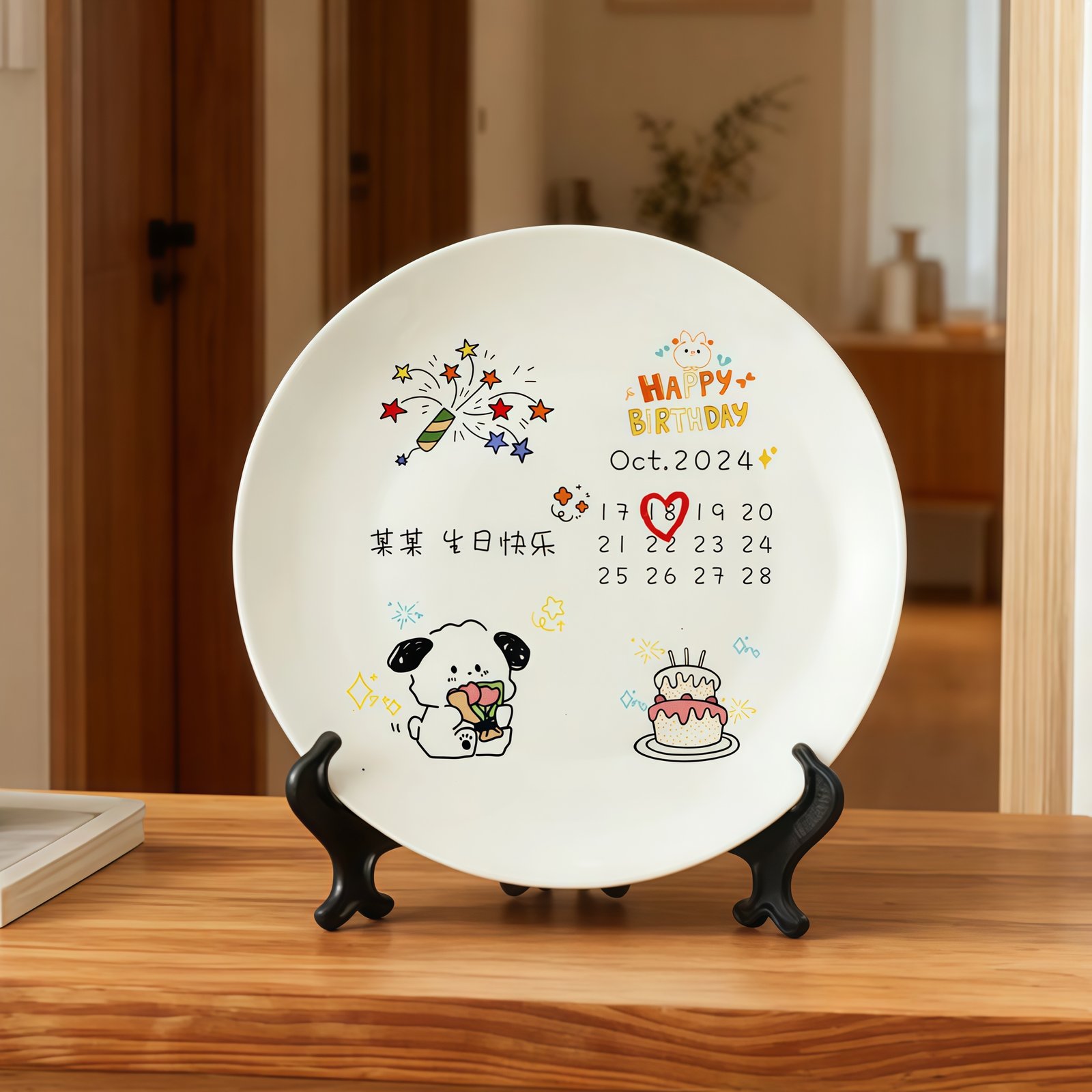IMG_0467_副本 Customized birthday ceramic plates - personalized gifts - date, name, and birthday wishes - perfect for couples - Image 1