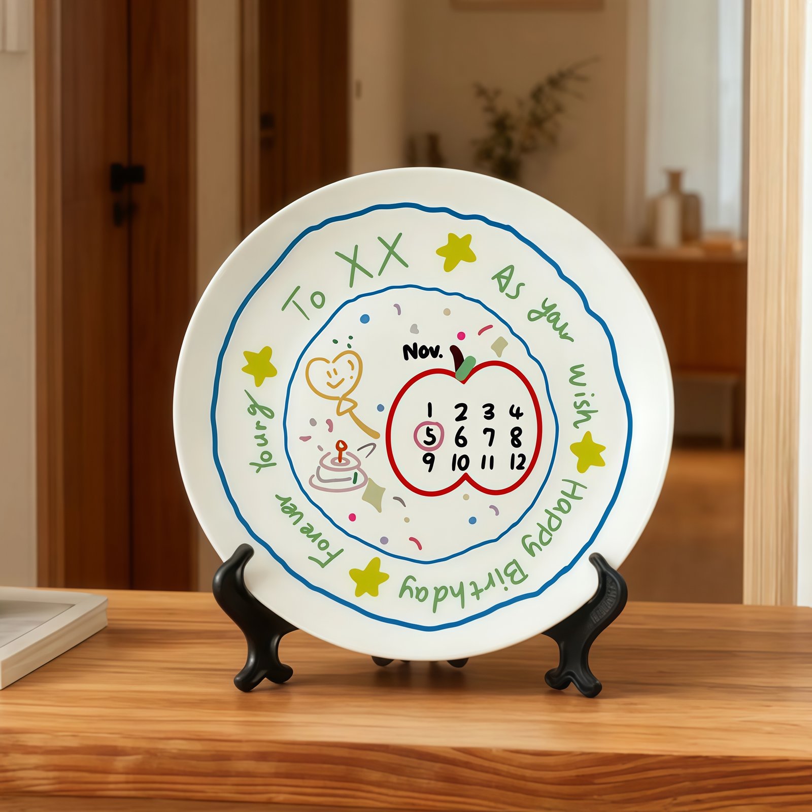 IMG_0468_副本 Customized birthday ceramic plates - personalized gifts - date, name, and birthday wishes - perfect for couples - Image 1