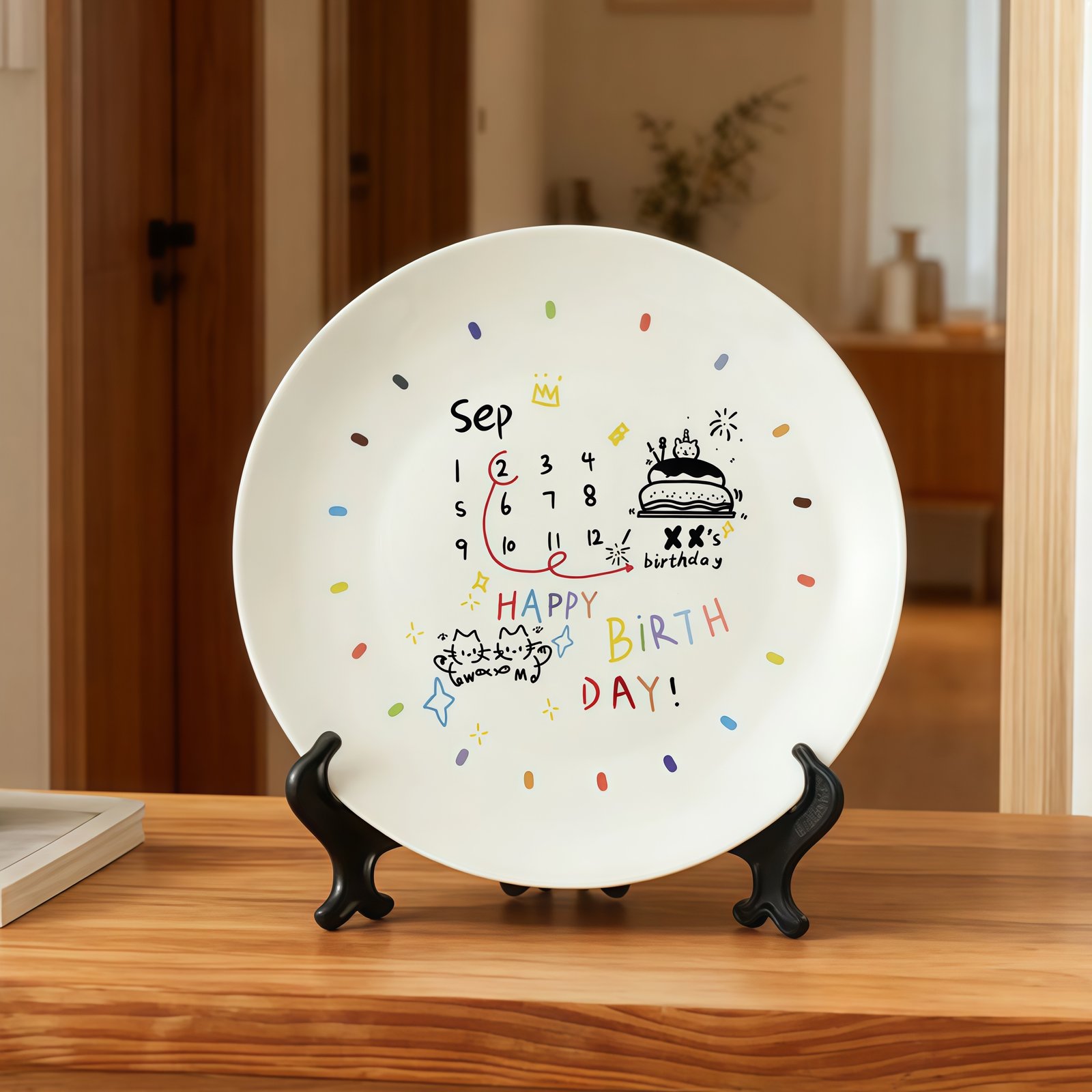 IMG_0473_副本 Customized birthday ceramic plates - personalized gifts - date, name, and birthday wishes - perfect for couples - Image 1