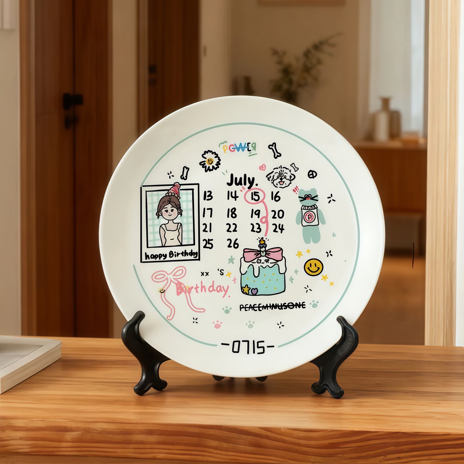 IMG_0477_副本 Customized birthday ceramic plates - personalized gifts - date, name, and birthday wishes - perfect for couples - Image 1
