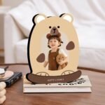 Customized integrated photo frame - Fun bear design - Record your child's growth journey
