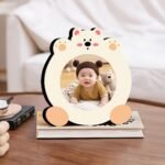 Custom-designed one-piece photo frame – adorable bear shape – to record your child's growth journey