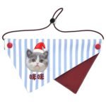 Custom pet bandanas - suitable for cats and dogs - light blue striped pattern - can be printed with pet portraits and names