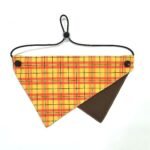 Custom pet bandanas - suitable for cats and dogs - brown and yellow checkered pattern - can be printed with pet portraits and names - Image 2